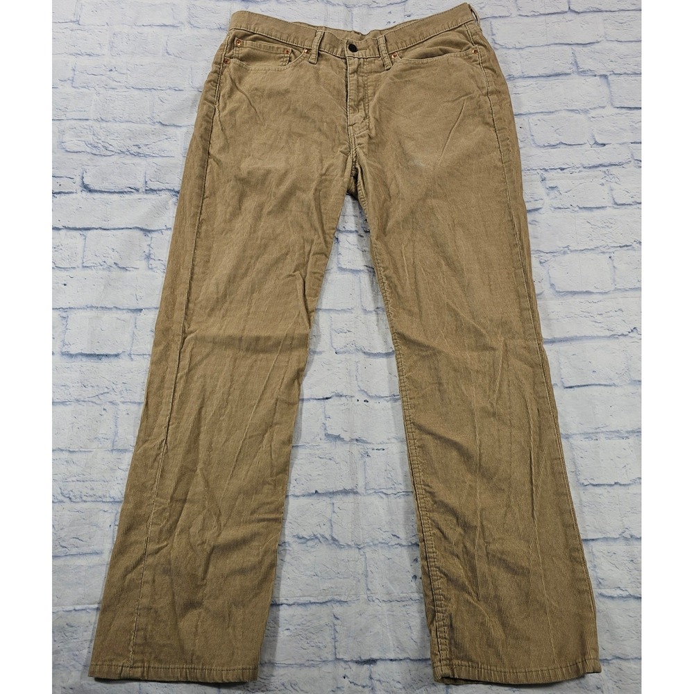 Levis 514 Corduroy Pants MENS 36x32 Tan Straight Leg Stretch Casual Workwear